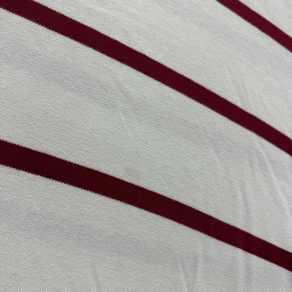 Express Classic Polo Men XXL Cream Burgundy Striped Short Sleeve Lion Logo Shirt